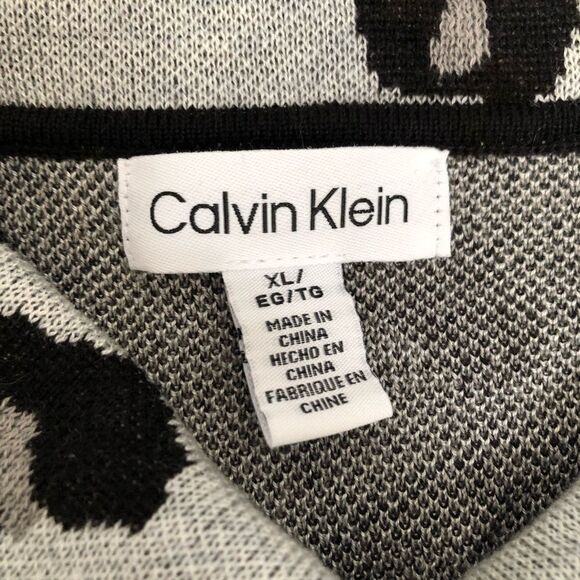 Calvin Klein Leopard Print Cowl Neck Gray Long Sleeve Sweater Top Womens Sz XL - Picture 3 of 10